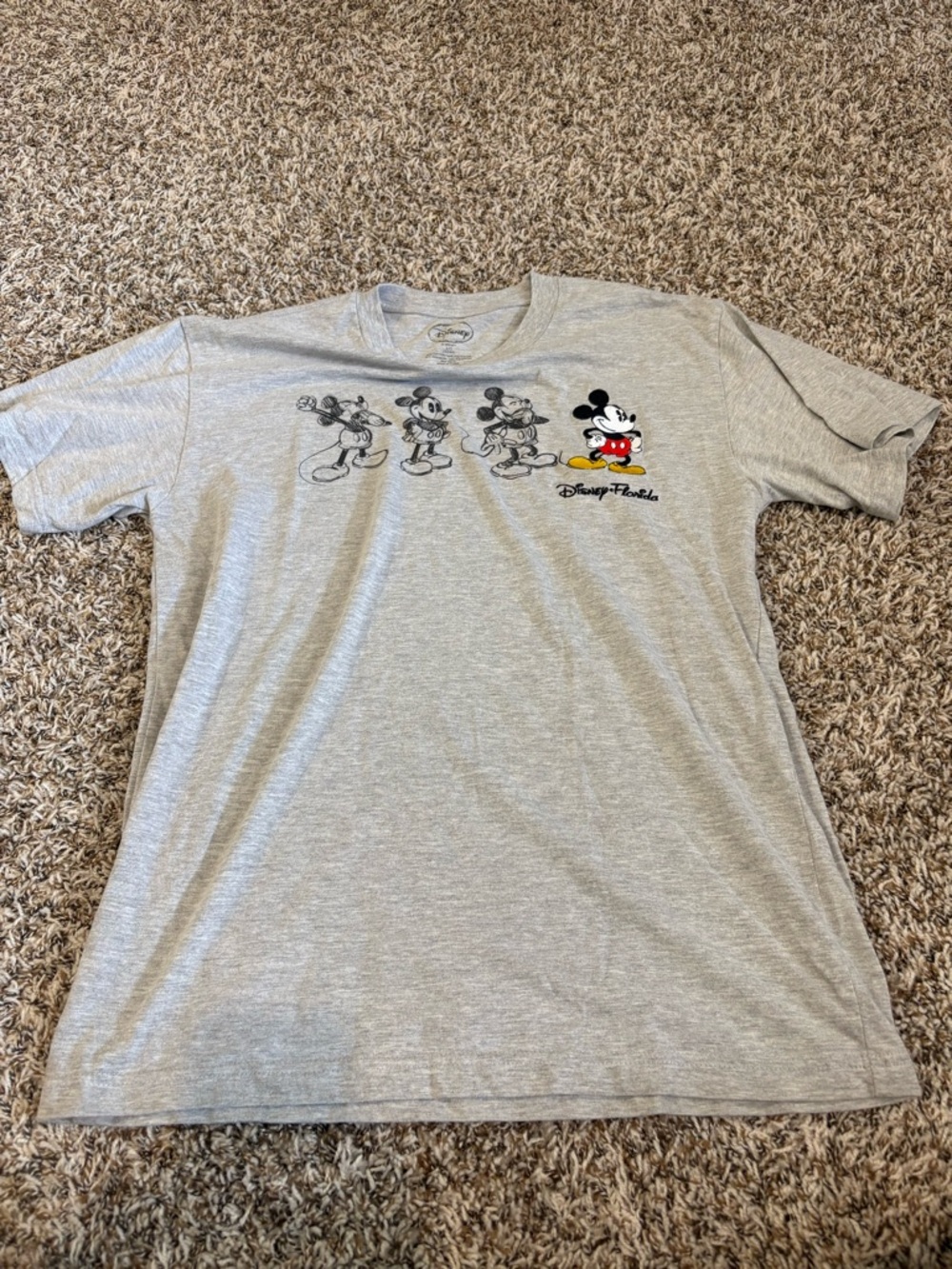 Disney Mickey Evolution Gray Graphic Tee -large